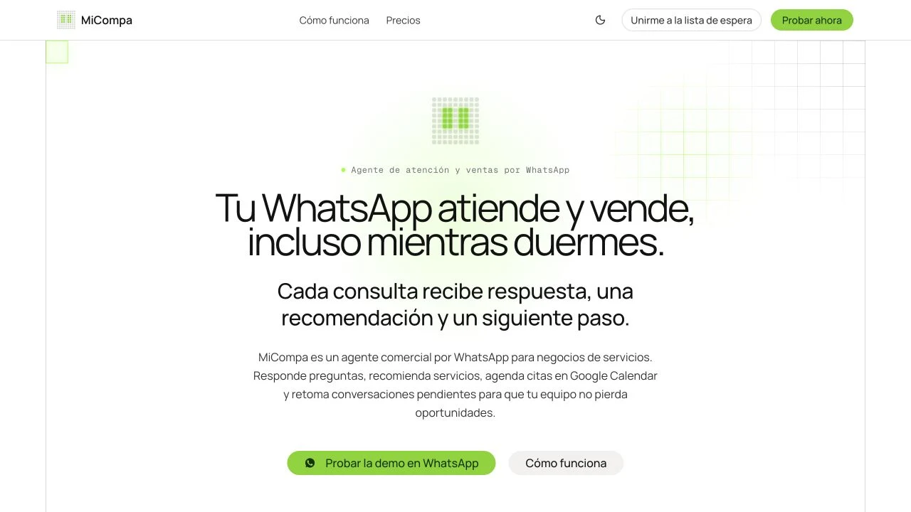 Website preview of micompa