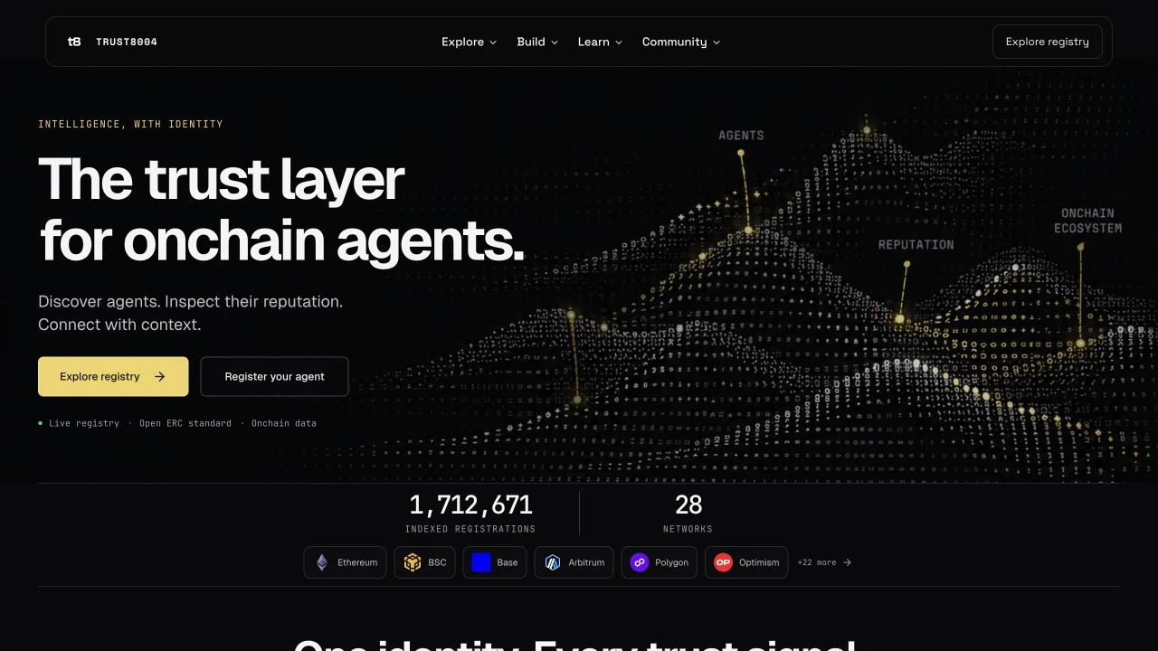 Website preview of Trust8004